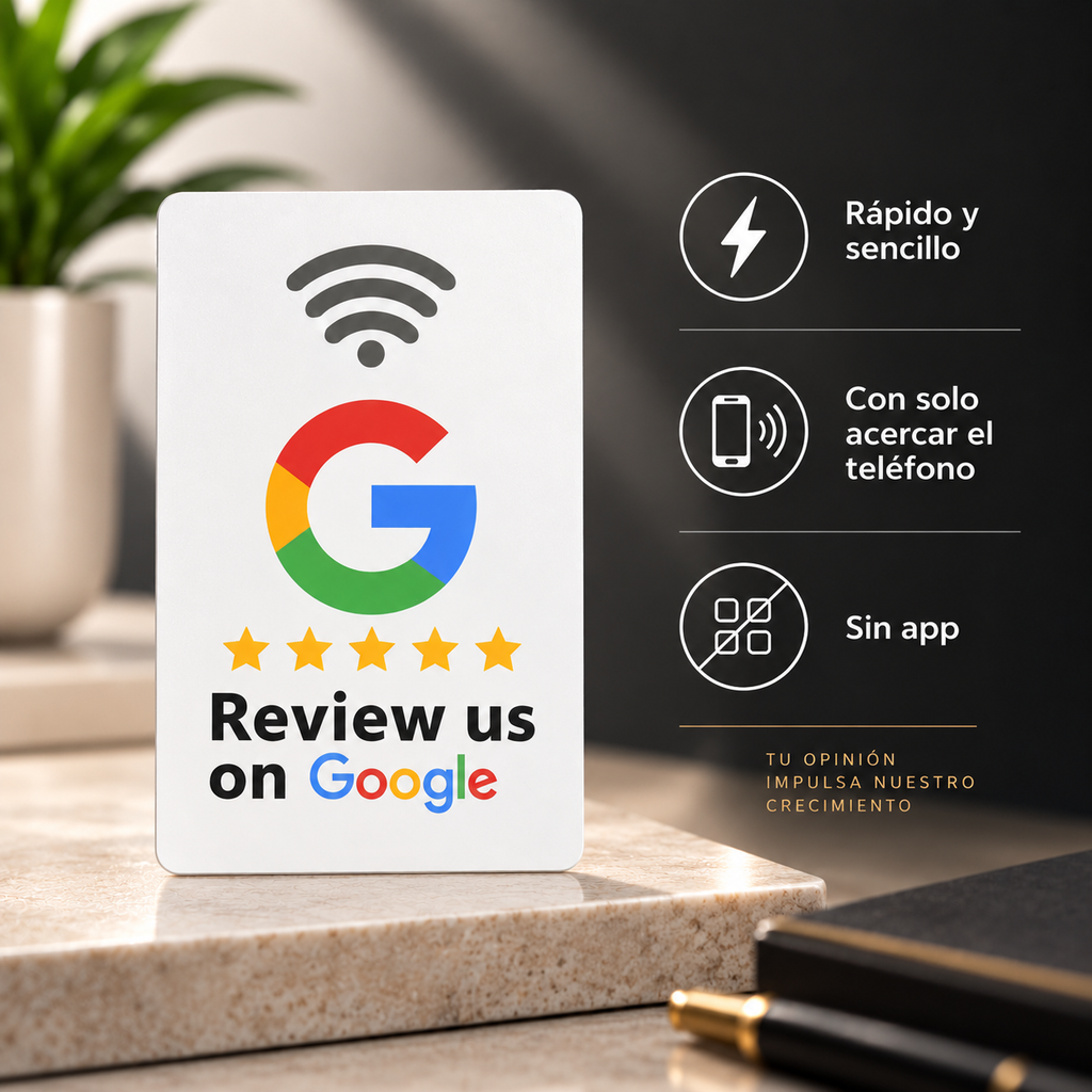 Tarjeta NFC blanca para reseñas de Google - beneficios