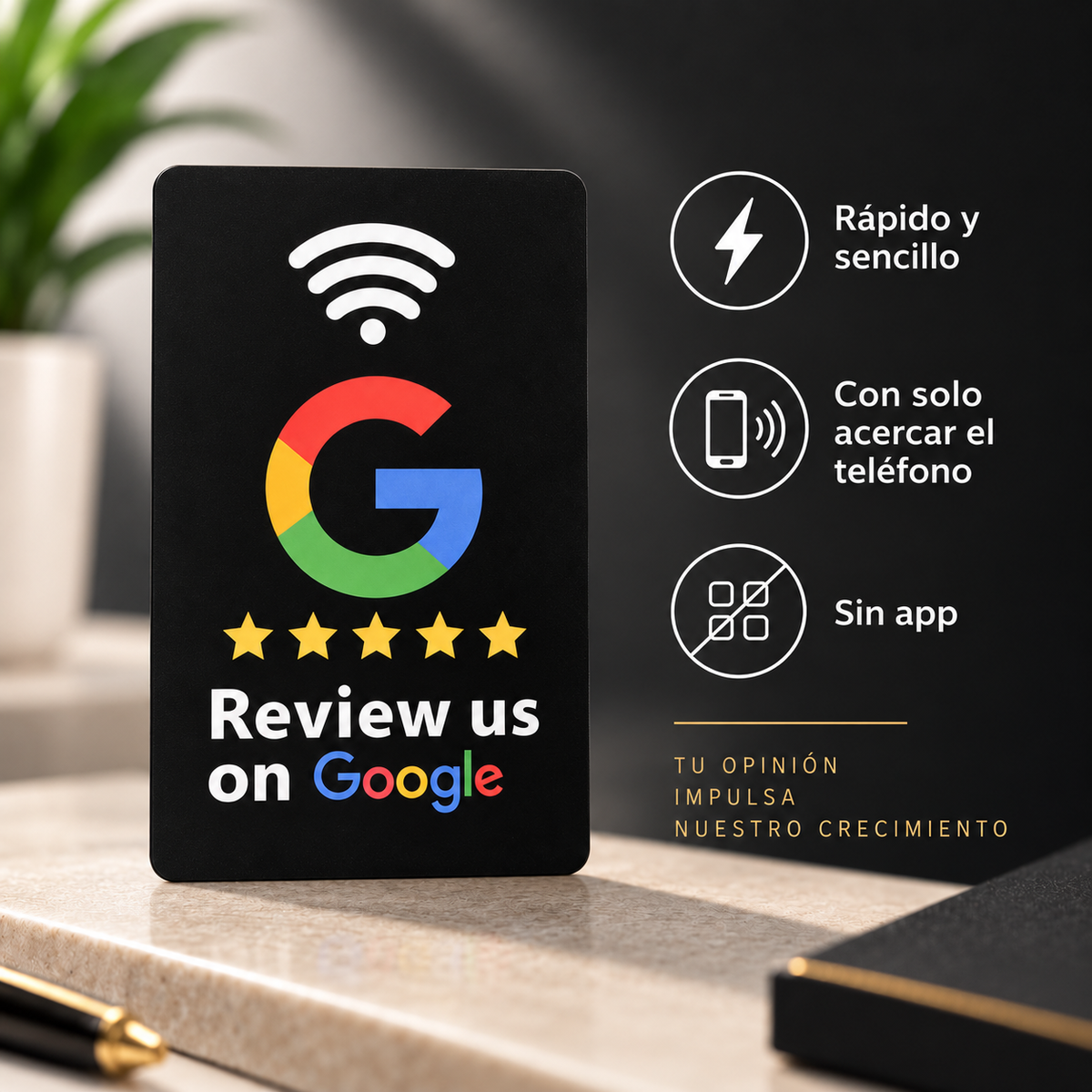 Tarjeta NFC negra para reseñas de Google - beneficios